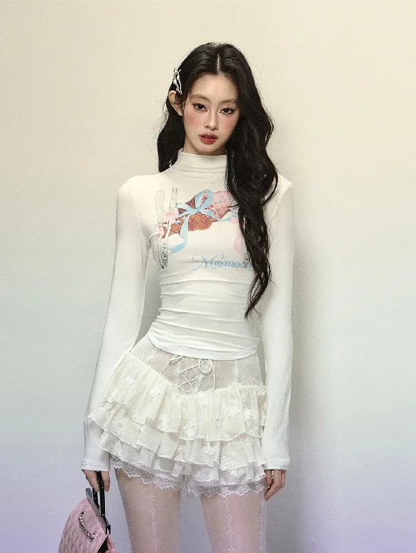 High Waist Lace Short Cake Skirt DIA0330 chiffon skirt airy