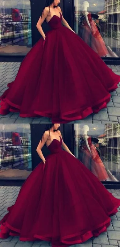 Burgundy Ball Gowns Prom Dresses ,Sweetheart Organza Prom Dress,Long Party Dress,Layered Quinceanera Dress For Sweet 16    cg20213 Chiffon Maxi Beach