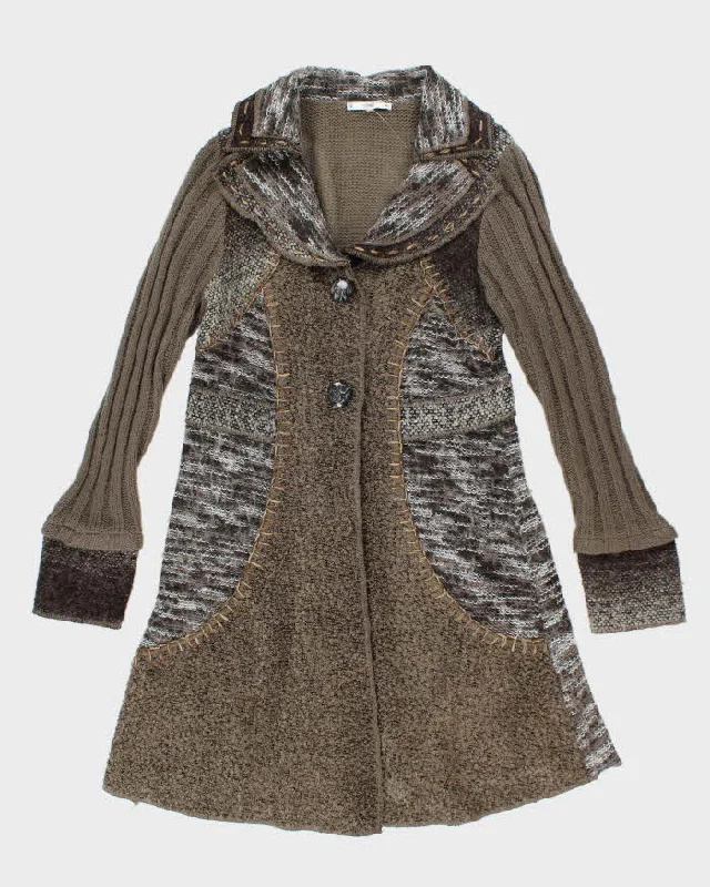 Vintage Y2k 00s Sioni Wool & Mohair Blend Cardigan - M Bright Pastel Dark