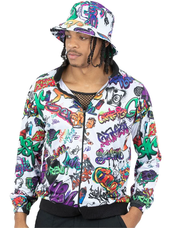 90s Hip Hop Graffiti Jacket Hoodie Zip-Up Jacket Button-Up Jacket