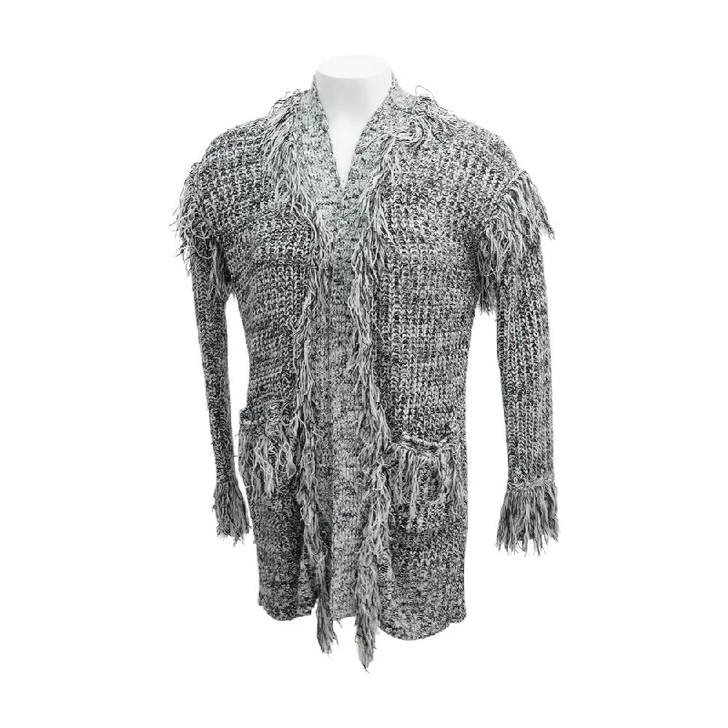 Black Graphic Cardigan Sweater Seamless Knitted Crochet
