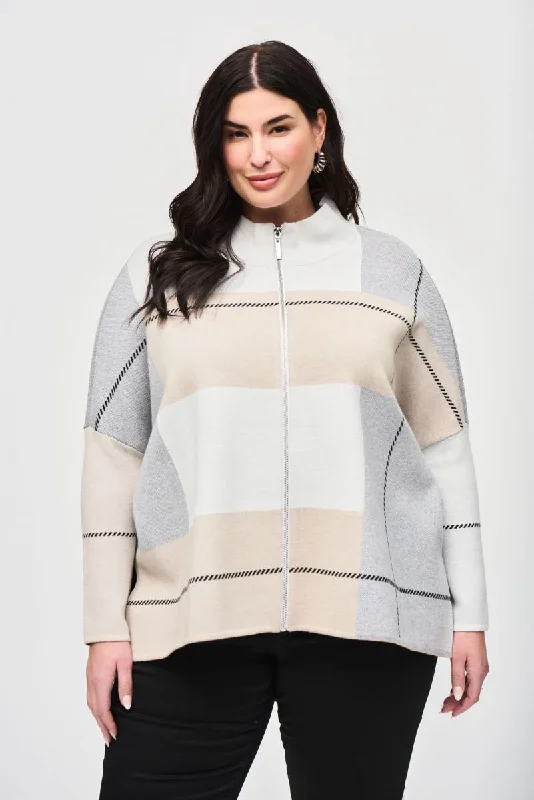 Joseph Ribkoff Vanilla/Oatmeal/Grey Color Block Long Sleeves Cardigan 243952 Mesh Fabric Canvas Fabric Denim Fabric Joseph Ribkoff Vanilla/Oatmeal/Grey Color Block Long Sleeves Cardigan 243952 Mesh Fabric Canvas Fabric Denim Fabric