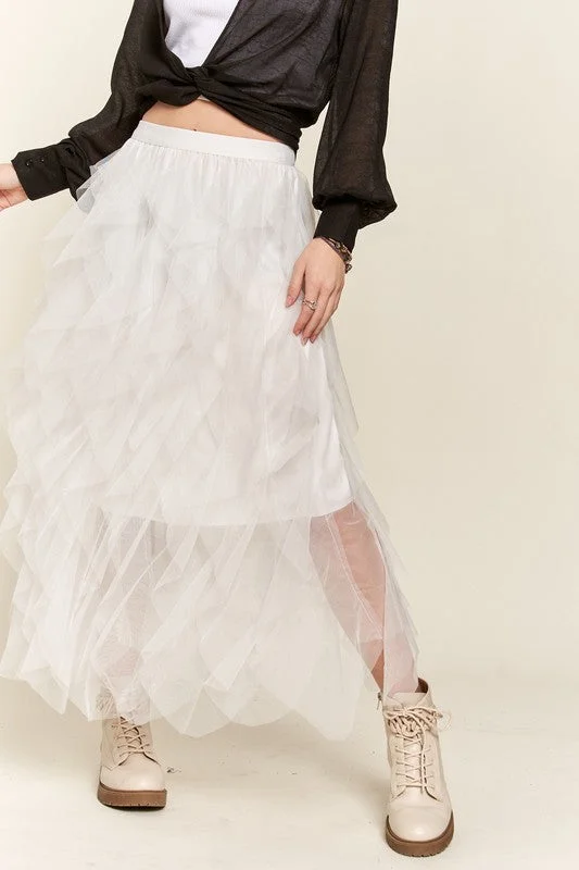 ADORA Ruffled Elastic Waist Midi Skirt wrap skirt elegant