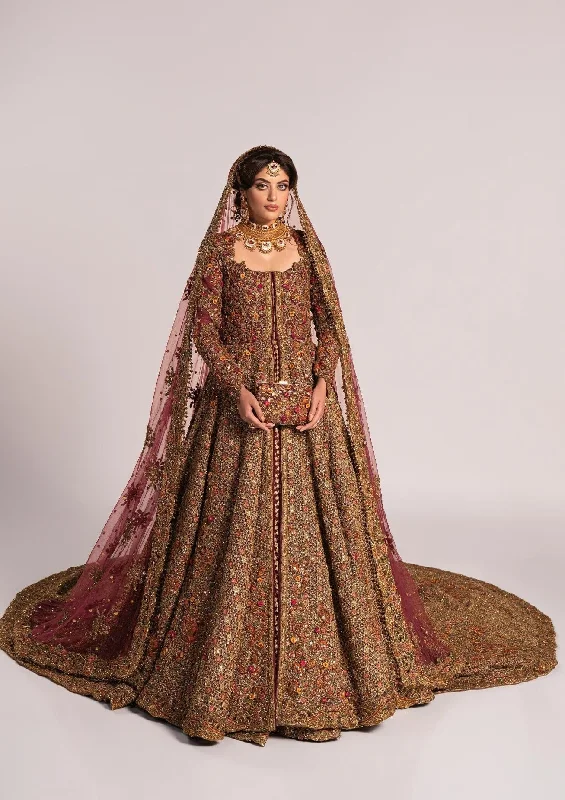 Pakistani Bridal Dress in Open Jacket and Lehenga Style Wool Jacket Cashmere Jacket Tweed Jacket