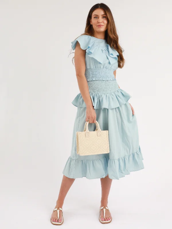 Carla Skirt In Denim Blue leather skirt bold