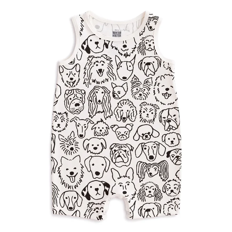 Tank Top Romper - Dogs Black low neck tank