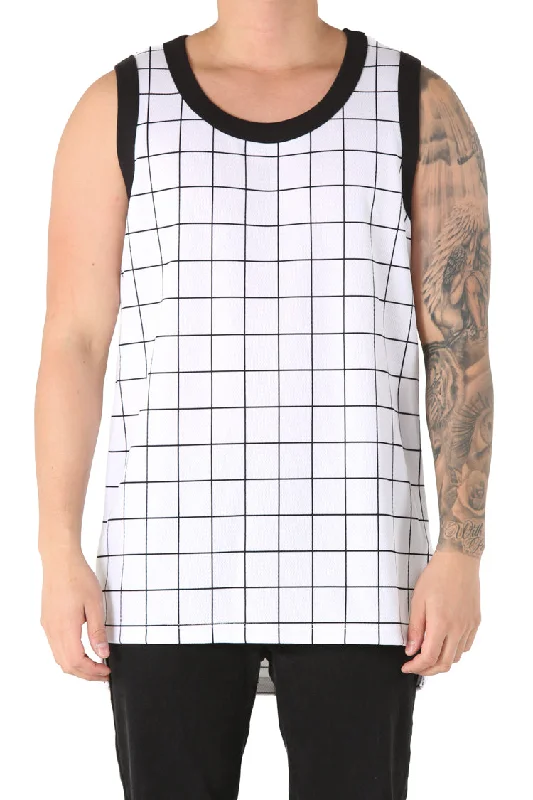 EPTM SQ Bottom Long Tank White/Black loose fit tank