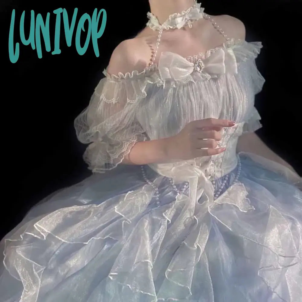 Lunivop Lolita Dress Women Spring Summer Short Sleeve Vintage Dress Sweet Princess Prom Lolita Dress Birthday Party Dress Tunics Essential wardrobe