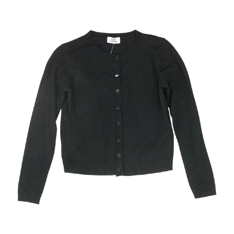 Black Solid Cardigan Sweater Chenille Blend Fleece Blend Nylon Blend