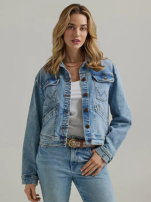 Women's Wrangler Cowboy Denim Jacket Hoodie Zip-Up Jacket Button-Up Jacket