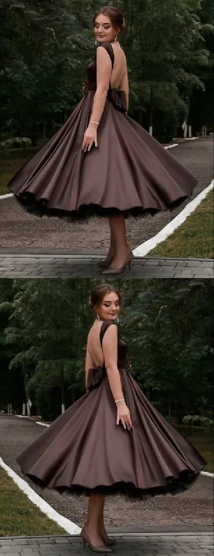 Black Tea Length Party Dresses prom Dress   cg19732 Tunics Canvas sturdy