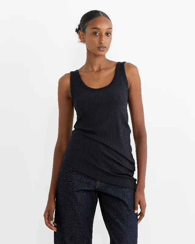 Asymmetrical Tank Top in Navy sequin tank top