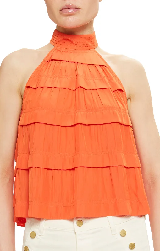 Sherrie Tiered Tank Top Bright Lily - Ramy Brook cherry red tank