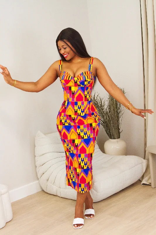 New in African Print Kente Midi Skirt - Omoge wool skirt sturdy
