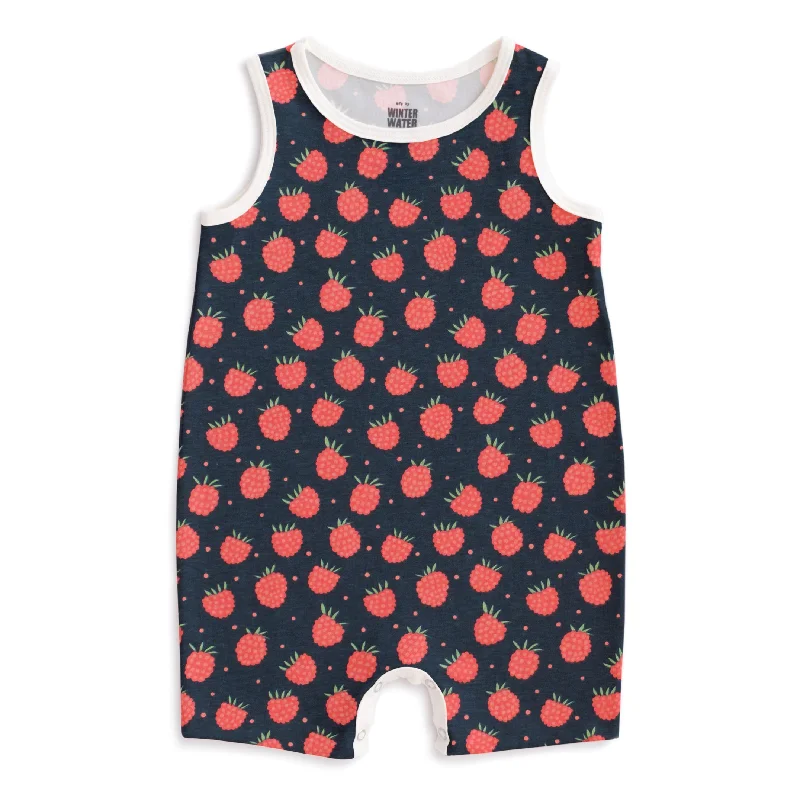 Tank Top Romper - Raspberries Night Sky solid color tank