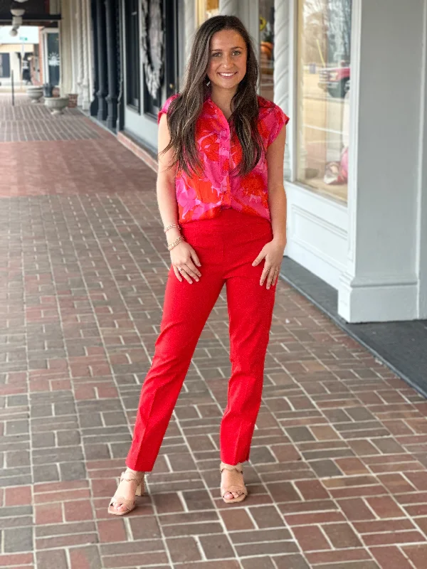 Renuar Go To Ankle Length Pant in Scarlet Comfortable Maternity Pants