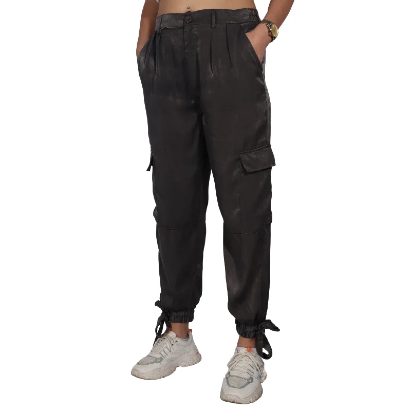AND NOW THIS - Satin Cargo Pants Chic Slim Fit Pants