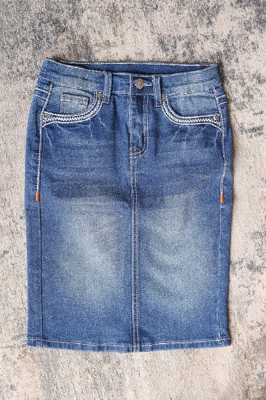 Girls Heavy Stitching Denim Skirt, 4/6 - 12/14 wool skirt warm