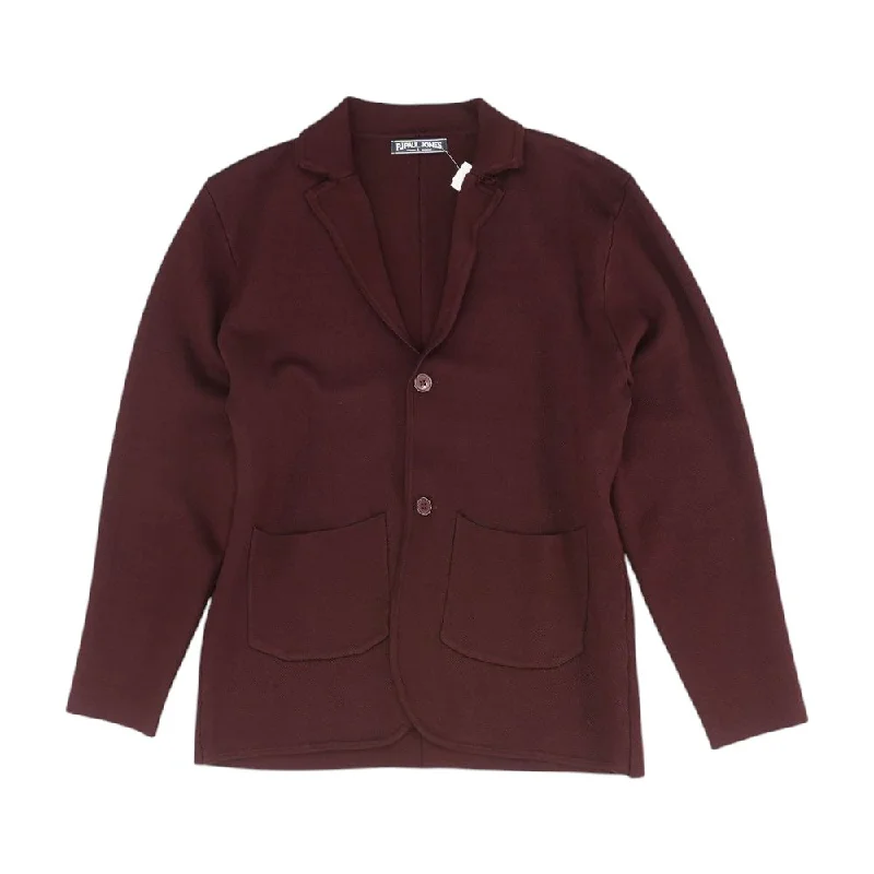 Burgundy Solid Cardigan Sweater Tailored Straight A-Line