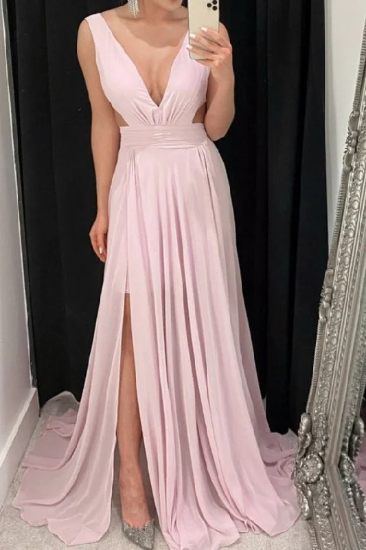 Mauve Bridesmaid Dresses Chiffon Long Split Wedding Party Dress prom Dresses    cg16252 Tunics Modern contemporary