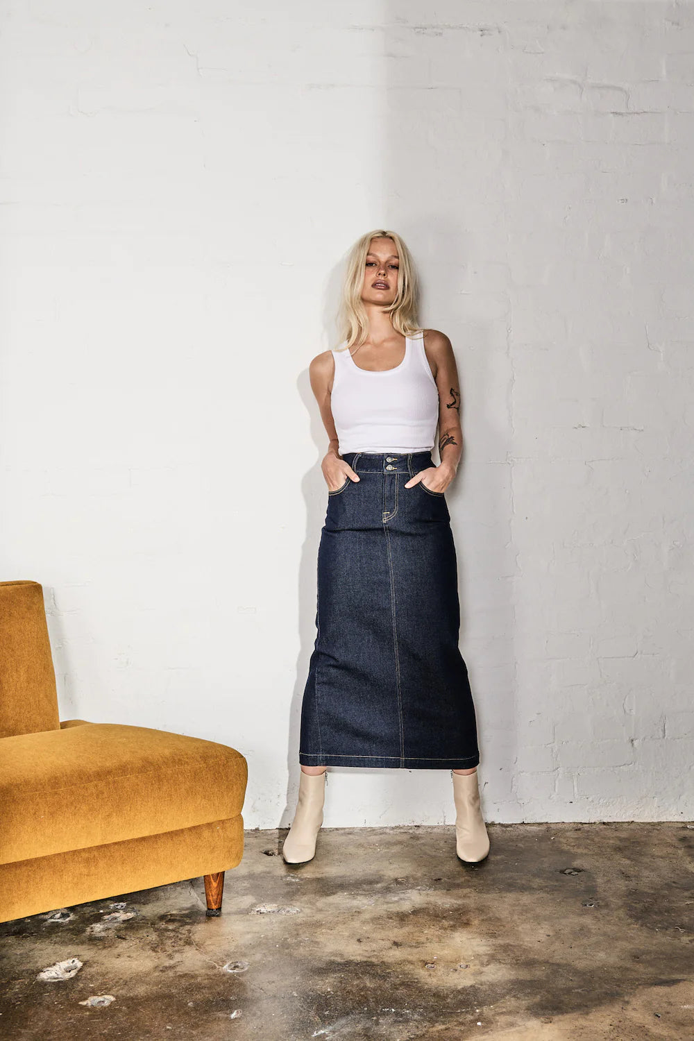 Kireina | Joni Skirt | Indigo athletic skirt fit