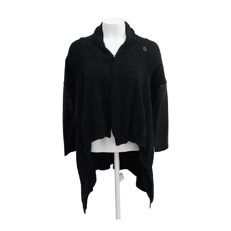 Black Solid Cardigan Sweater Lightweight Heavyweight Midweight