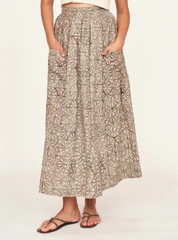 Mirth Marion Skirt Trellis In Petal belted skirt waist