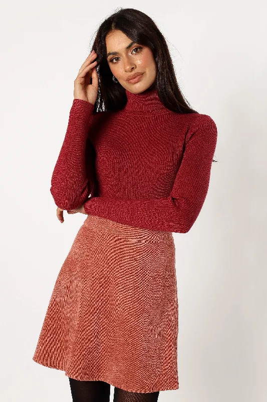Tammy Cord Skirt - Brick cashmere skirt fine