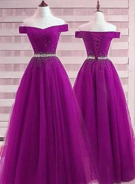 Beautiful Purple Beaded Sweetheart A-line Prom Dress, Long Party Dress   cg14884 Tunics Stylish modern