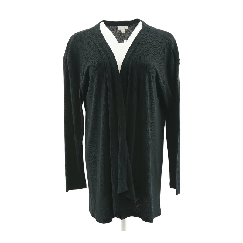 Black Solid Cardigan Sweater Modern Contemporary chic