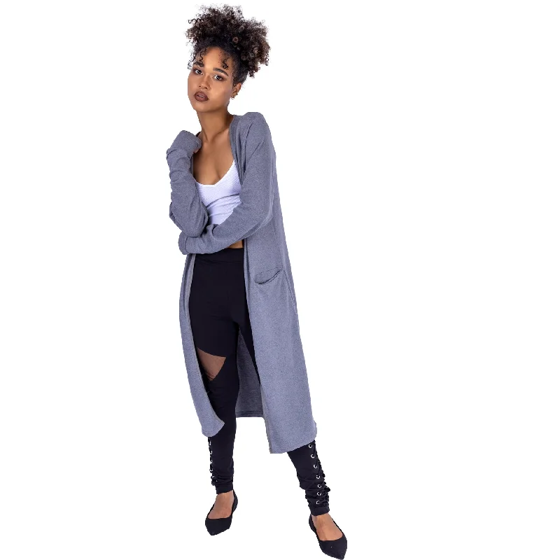 BRIELLE CARDIGAN - GREY Jersey Fabric Tulle Fabric Batik Fabric