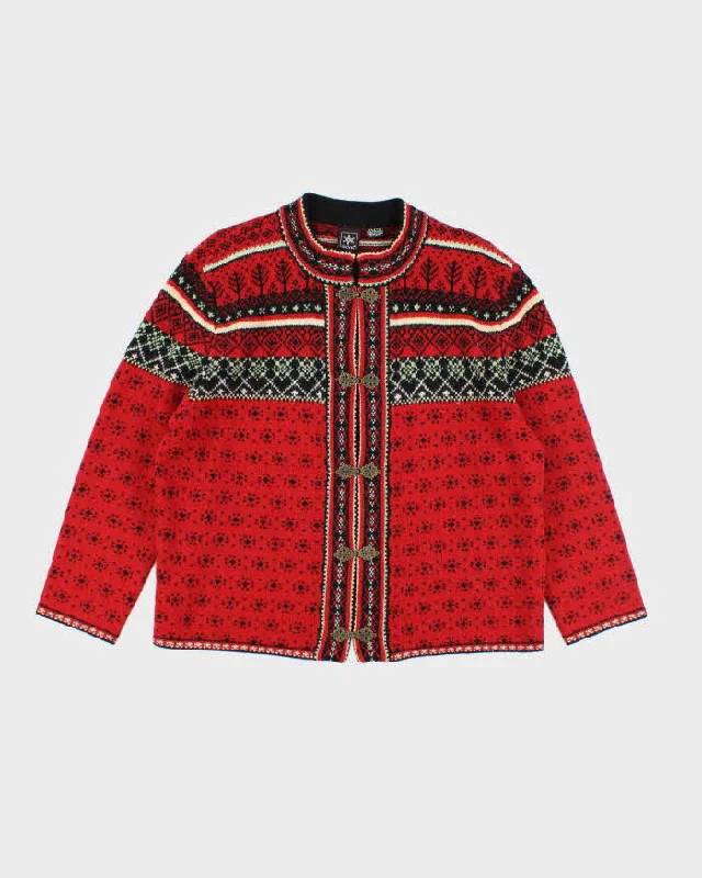 Vintage Skyr Nordic Wool Clasp Cardigan - XL Spandex Blend Rayon Blend Denim Blend