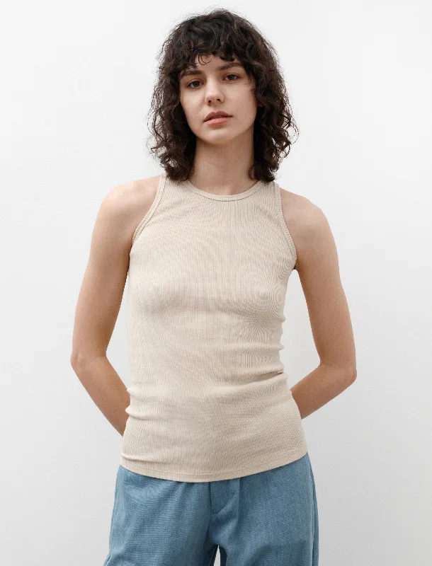 Canotta Tank Top Beige off shoulder tank
