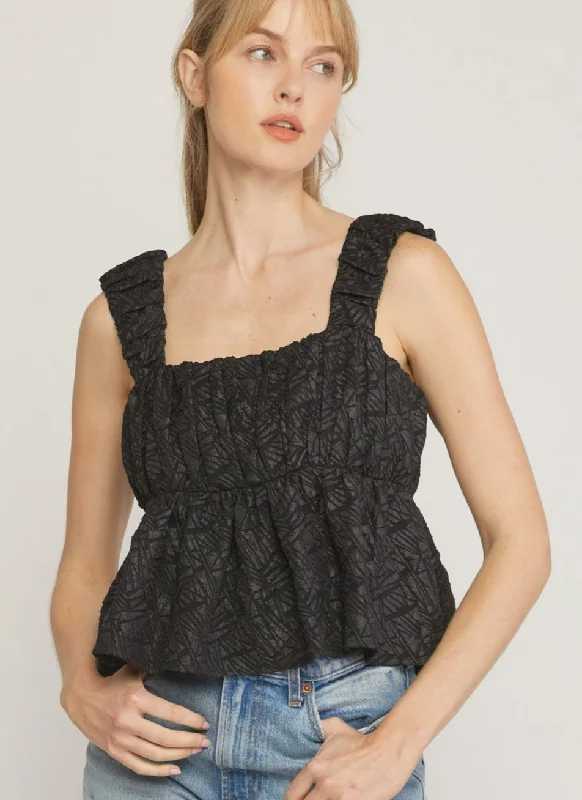 Textured Crop Tank - Black cherry red tank