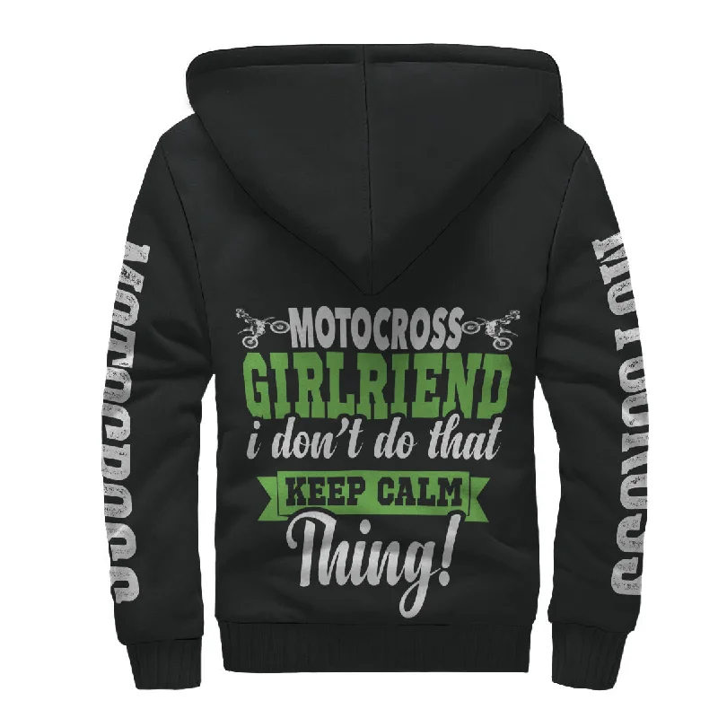 Motocross Girlfriend I Don't Do That Keep Calm Thing Sherpa Jacket Toggled Jacket Drawstring Jacket Belted Jacket