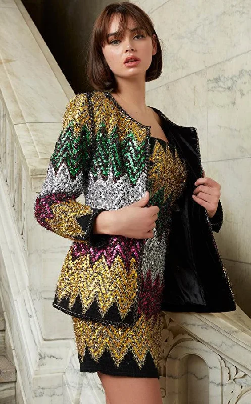 Jovani 05038 Multi Embellished Jacket Fleece Fabric Down Fabric Feather Fabric