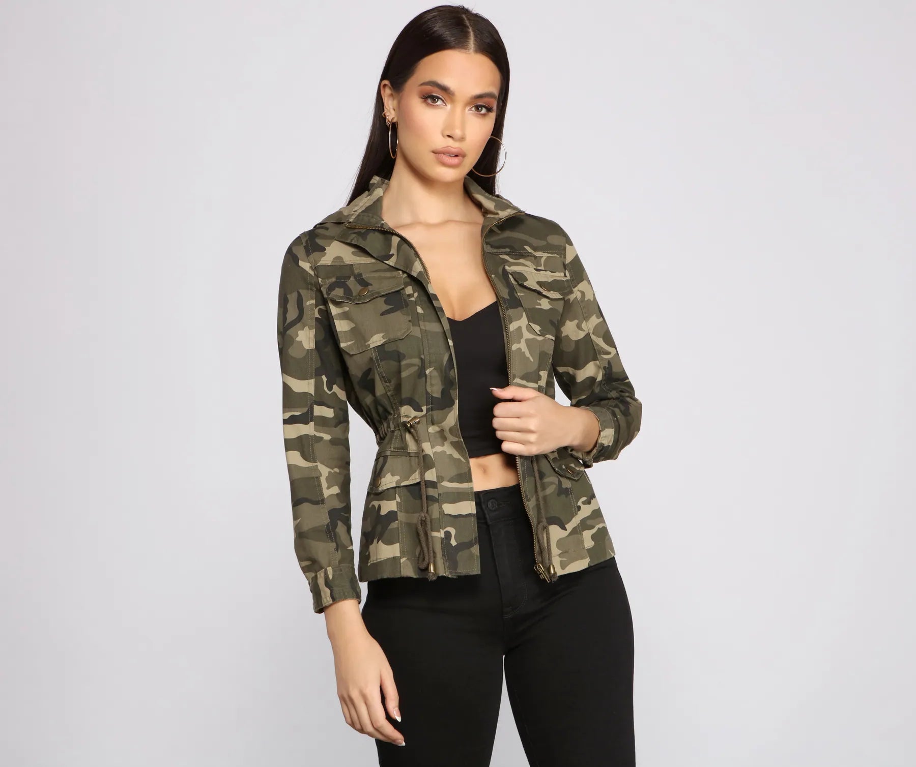 Hidden Attraction Anorak Jacket Tiered Jacket Buttoned Jacket Zippered Jacket