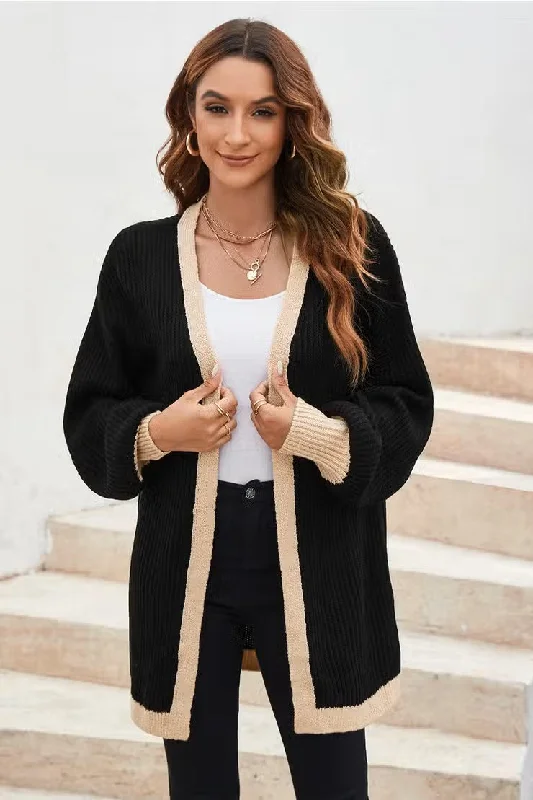 Hold Me Tight Black Lantern Sleeve Cardigan Elegant Classic Vintage