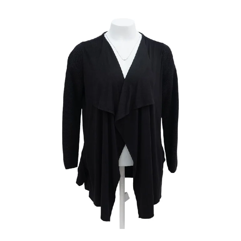 Black Solid Cardigan Sweater Neon metallic Matte