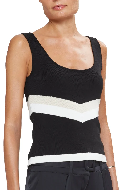 Flavia Tank Top Black Combo Stripe - Ramy Brook lemon yellow tank