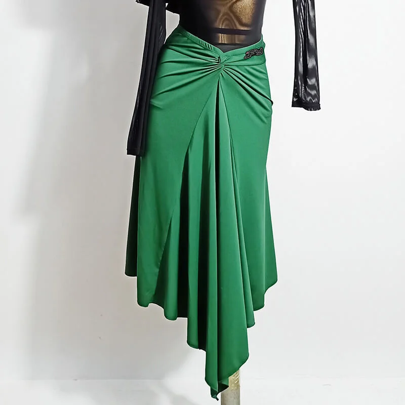 Asymmetric Calf-Length Latin Skirt leather skirt refined