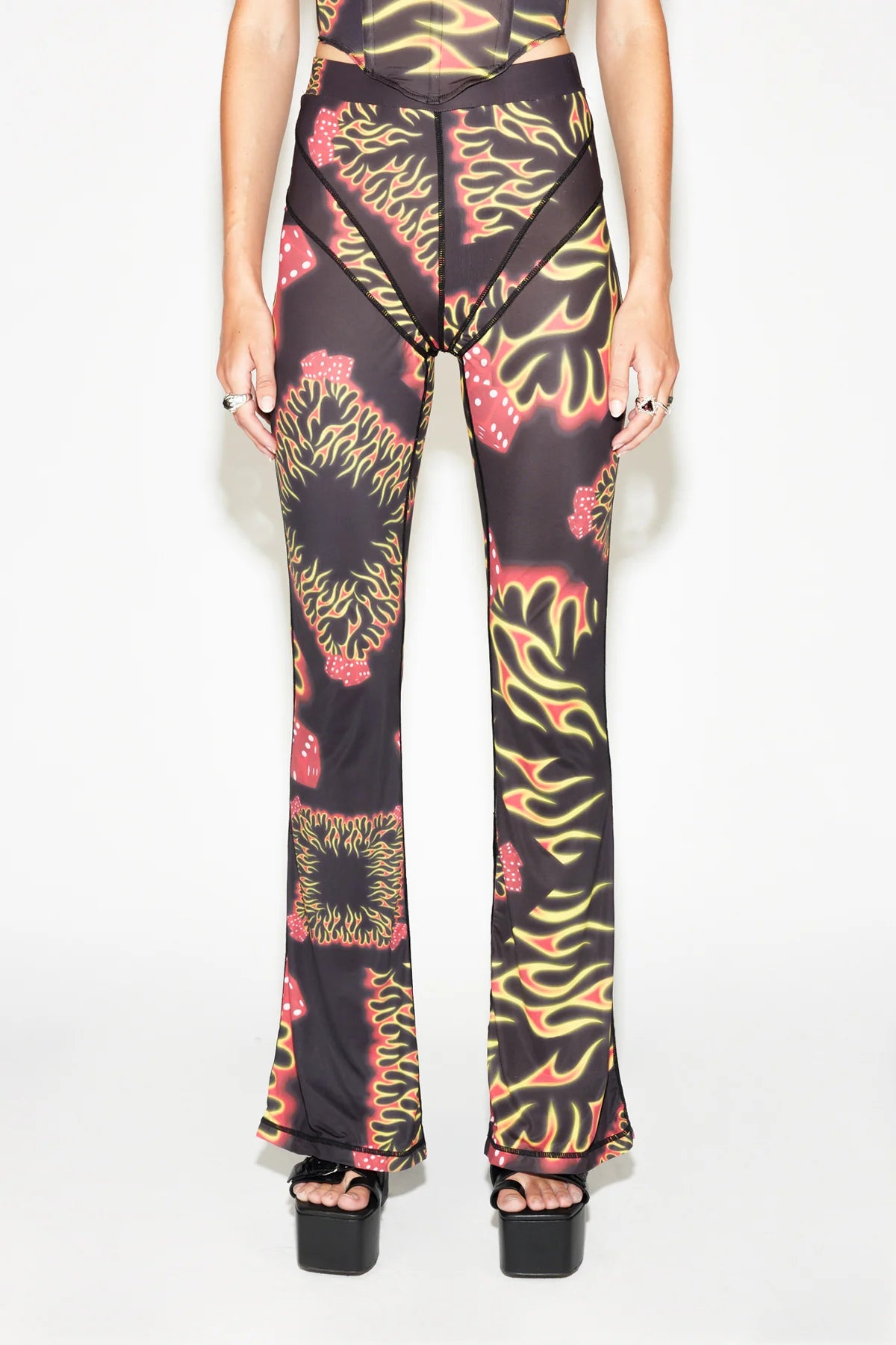 Stolen Girlfriends Club Flaming Hearts Pant - Flames Fashionable Jogger Pants