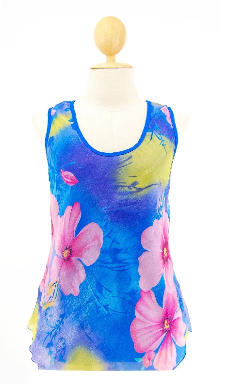 Sheer Tank Top one shoulder tank