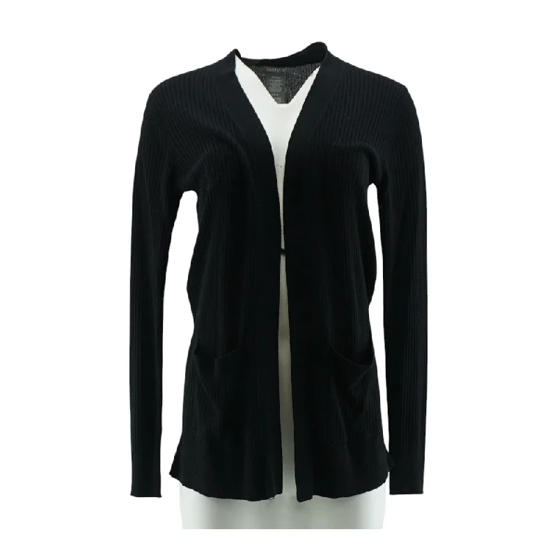 Black Solid Cardigan Sweater Elasticated Padded Insulated