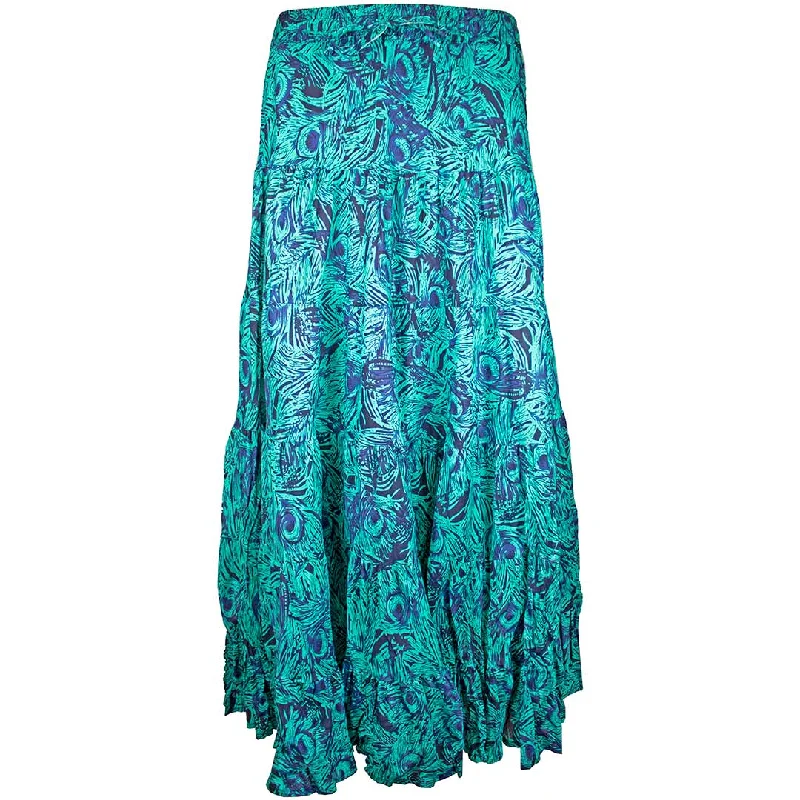 Wondrous Art Wear Women's Feather Print Broomstick Skirt maxi skirt elegant