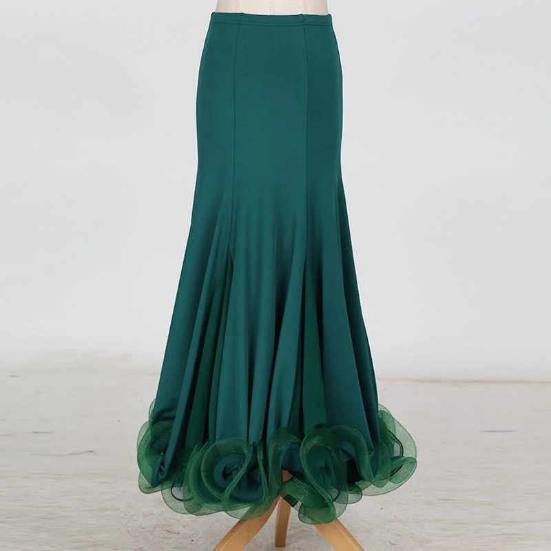 Flared Maxi Ballroom Skirt with Ruffles wool skirt sturdy