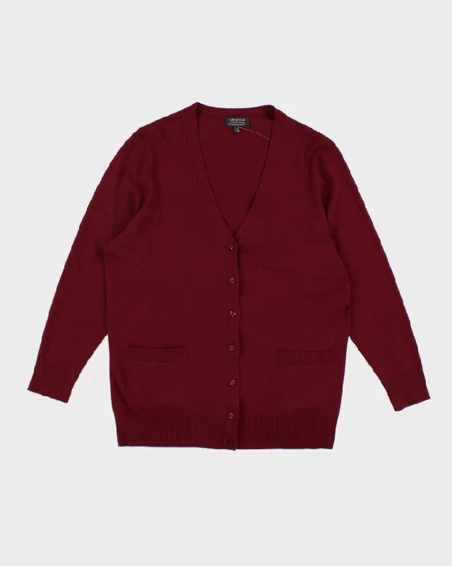 Lords And Taylor Merino Wool Red Cardigan - L Cardigan Knitwear Sweater