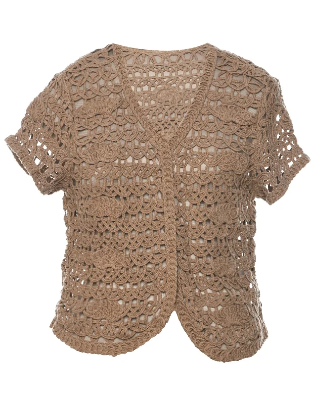 Beige Cardigan - L Knit Fabric Woven Fabric Fleece Fabric