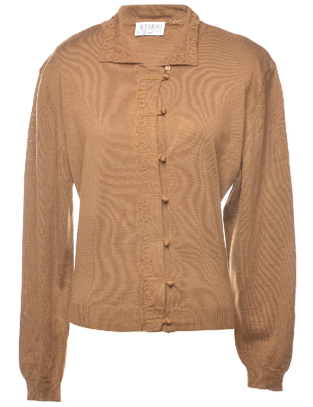 Button Front Cardigan - M Glossy Satin Silk