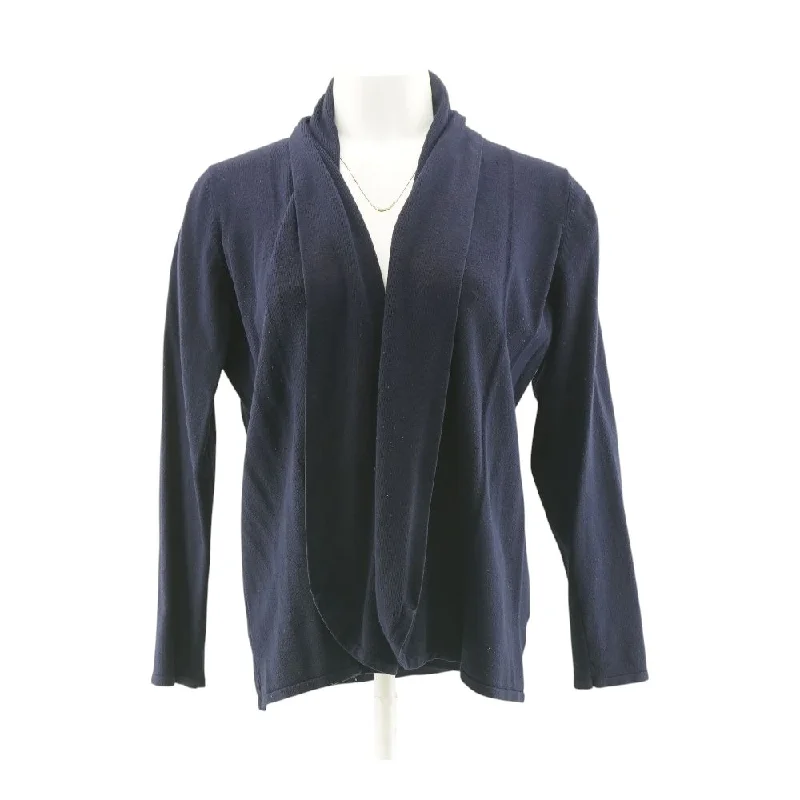 Navy Solid Cardigan Sweater Transparent Opaque Sheer